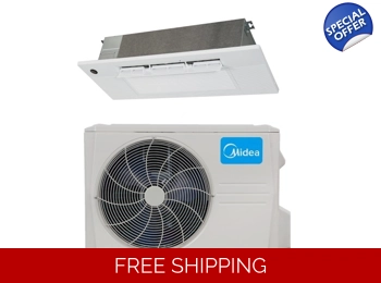 Midea 18K-Btu 19.8 SEER2 1-Way Cassette Split H-Heat Pump (-22°F) 12.5 EER/11.2 HSPF (R410a)